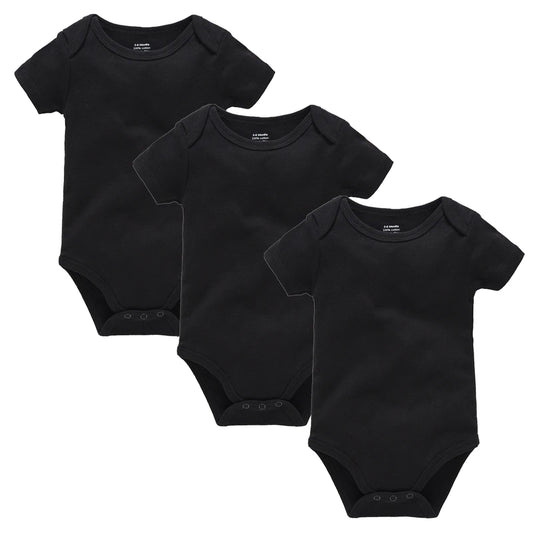 Kavkas 3PCS 5PCS Baby Boys Girls Clothes Solid White Short Sleeve Cotton Baby Bodysuits 0-24 months Jumpsuit