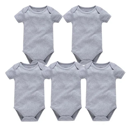 Kavkas 3PCS 5PCS Baby Boys Girls Clothes Solid White Short Sleeve Cotton Baby Bodysuits 0-24 months Jumpsuit