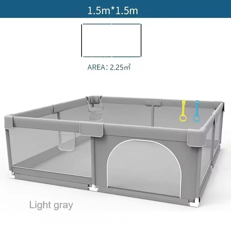 IMBABY Baby Playpens Light Gray Corral for Baby Playground with Pull Ring Child Safety Barrier