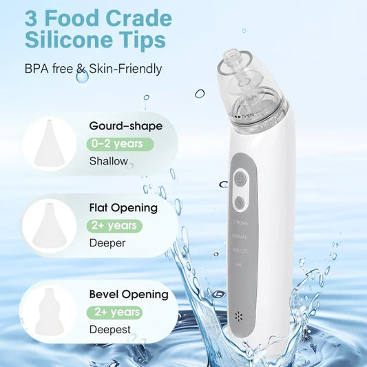 Nasal Aspirator for Baby Electric Nose Aspirator for Toddler Nose Sucker with Music and 3 Silicone Tips