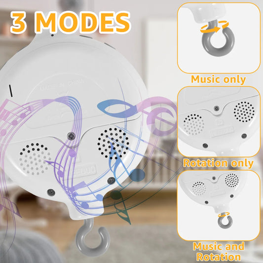Baby Rotating Music Boxl 3 Modes Baby Soothing Musical Toys 0-12 Months