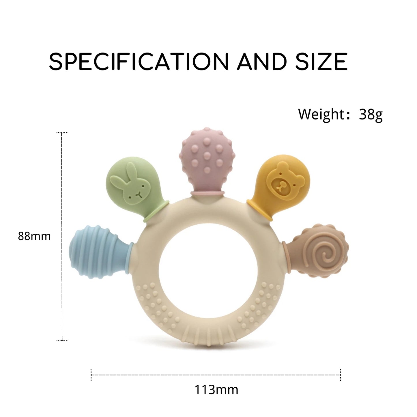 Silicone Baby teether anxiety teething toys 0 12 months sensory gum relief soother