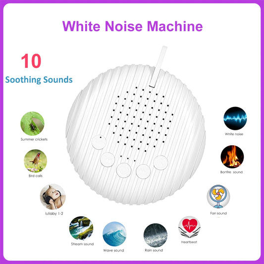 White Noise Sound MachineBaby Sleep Machine 10 Soothing Sounds Volume Adjustable Built-in Rechargeable Battery USB
