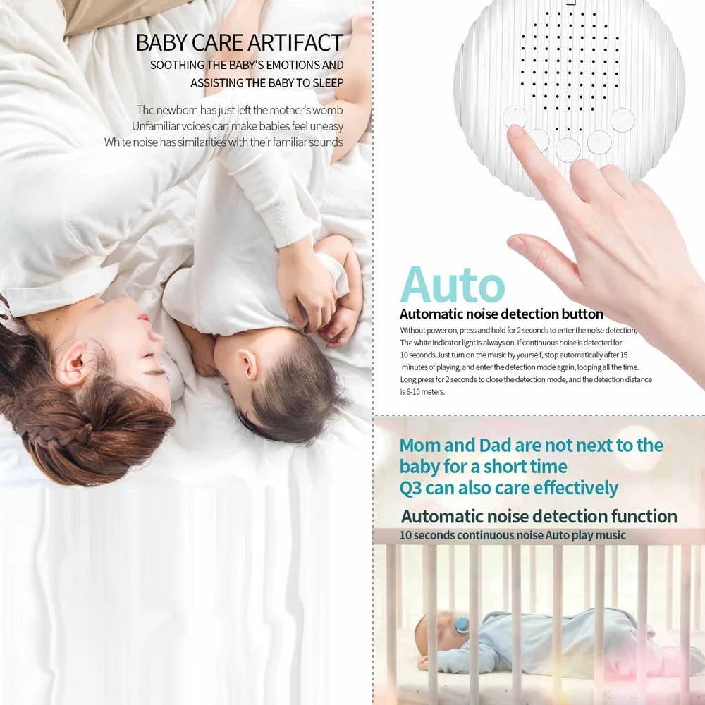 White Noise Sound MachineBaby Sleep Machine 10 Soothing Sounds Volume Adjustable Built-in Rechargeable Battery USB
