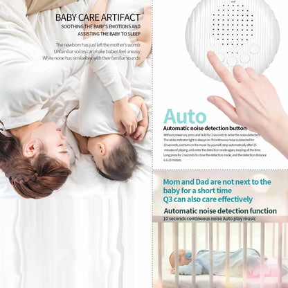 White Noise Sound MachineBaby Sleep Machine 10 Soothing Sounds Volume Adjustable Built-in Rechargeable Battery USB