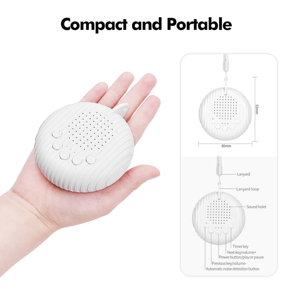 White Noise Sound MachineBaby Sleep Machine 10 Soothing Sounds Volume Adjustable Built-in Rechargeable Battery USB