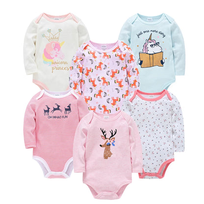 6 PCS 3 PCS Kavkas Baby Boys Girls Bodysuit Long Sleeve 100% Cotton Baby Clothes 0-12 months
