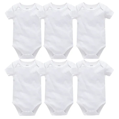 Kavkas 3PCS 5PCS Baby Boys Girls Clothes Solid White Short Sleeve Cotton Baby Bodysuits 0-24 months  Jumpsuit