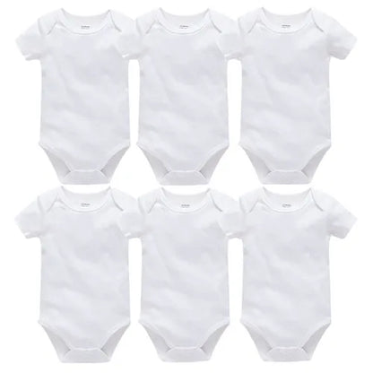 Kavkas 3PCS 5PCS Baby Boys Girls Clothes Solid White Short Sleeve Cotton Baby Bodysuits 0-24 months  Jumpsuit