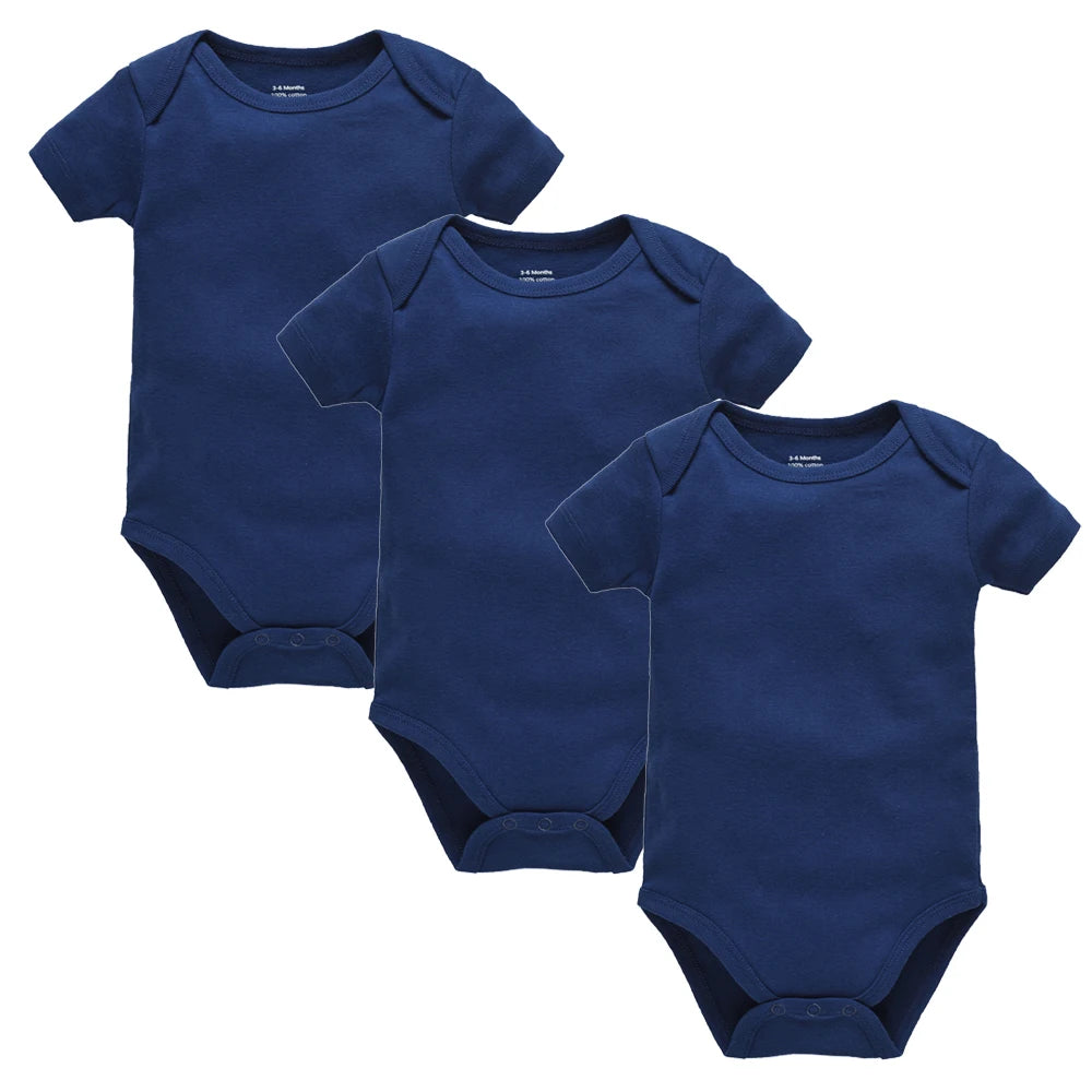 Kavkas 3PCS 5PCS Baby Boys Girls Clothes Solid White Short Sleeve Cotton Baby Bodysuits 0-24 months  Jumpsuit