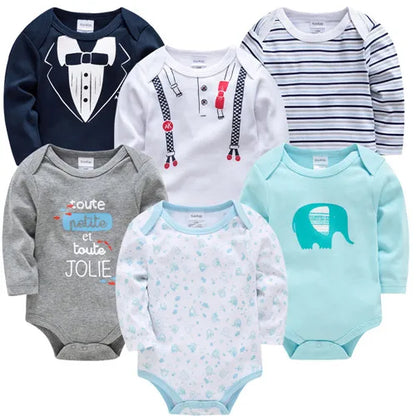 6 PCS 3 PCS Kavkas Baby Boys Girls Bodysuit Long Sleeve 100% Cotton Baby Clothes 0-12 months