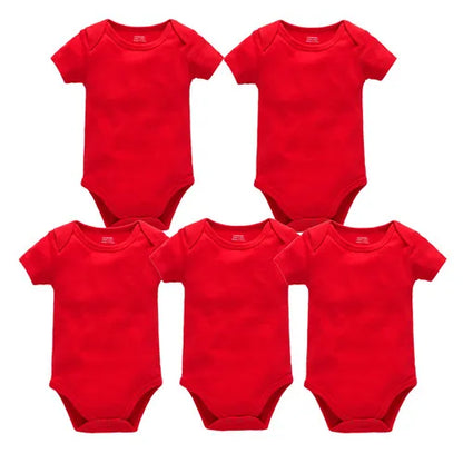 Kavkas 3PCS 5PCS Baby Boys Girls Clothes Solid White Short Sleeve Cotton Baby Bodysuits 0-24 months  Jumpsuit