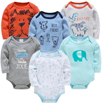 6 PCS 3 PCS Kavkas Baby Boys Girls Bodysuit Long Sleeve 100% Cotton Baby Clothes 0-12 months