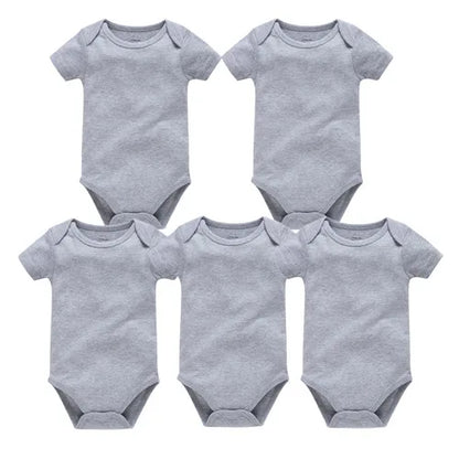Kavkas 3PCS 5PCS Baby Boys Girls Clothes Solid White Short Sleeve Cotton Baby Bodysuits 0-24 months  Jumpsuit