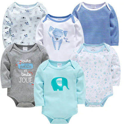 6 PCS 3 PCS Kavkas Baby Boys Girls Bodysuit Long Sleeve 100% Cotton Baby Clothes 0-12 months