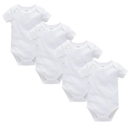 Kavkas 3PCS 5PCS Baby Boys Girls Clothes Solid White Short Sleeve Cotton Baby Bodysuits 0-24 months  Jumpsuit