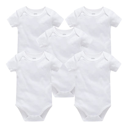Kavkas 3PCS 5PCS Baby Boys Girls Clothes Solid White Short Sleeve Cotton Baby Bodysuits 0-24 months  Jumpsuit