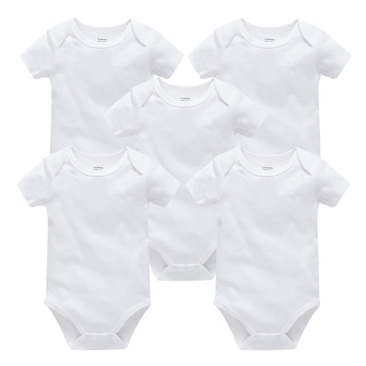 Kavkas 3PCS 5PCS Baby Boys Girls Clothes Solid White Short Sleeve Cotton Baby Bodysuits 0-24 months  Jumpsuit