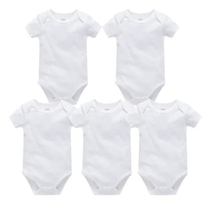 Kavkas 3PCS 5PCS Baby Boys Girls Clothes Solid White Short Sleeve Cotton Baby Bodysuits 0-24 months  Jumpsuit