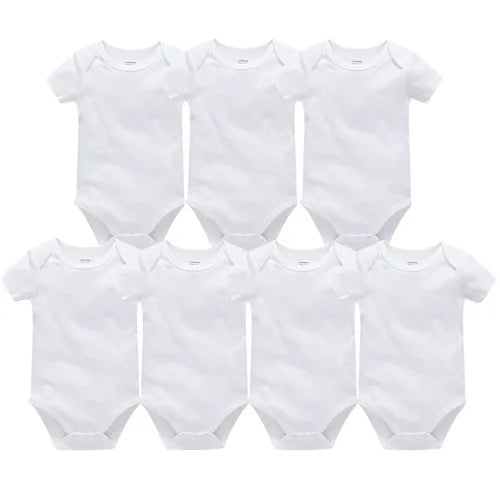 Kavkas 3PCS 5PCS Baby Boys Girls Clothes Solid White Short Sleeve Cotton Baby Bodysuits 0-24 months  Jumpsuit