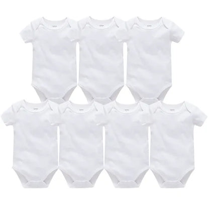 Kavkas 3PCS 5PCS Baby Boys Girls Clothes Solid White Short Sleeve Cotton Baby Bodysuits 0-24 months  Jumpsuit