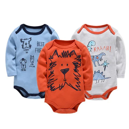 6 PCS 3 PCS Kavkas Baby Boys Girls Bodysuit Long Sleeve 100% Cotton Baby Clothes 0-12 months
