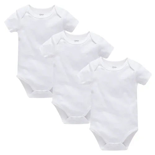 Kavkas 3PCS 5PCS Baby Boys Girls Clothes Solid White Short Sleeve Cotton Baby Bodysuits 0-24 months  Jumpsuit