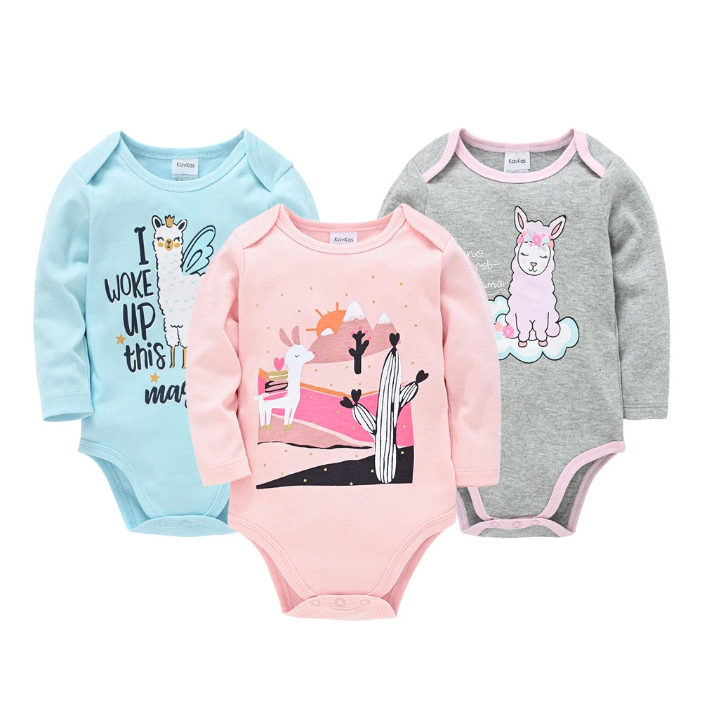 6 PCS 3 PCS Kavkas Baby Boys Girls Bodysuit Long Sleeve 100% Cotton Baby Clothes 0-12 months
