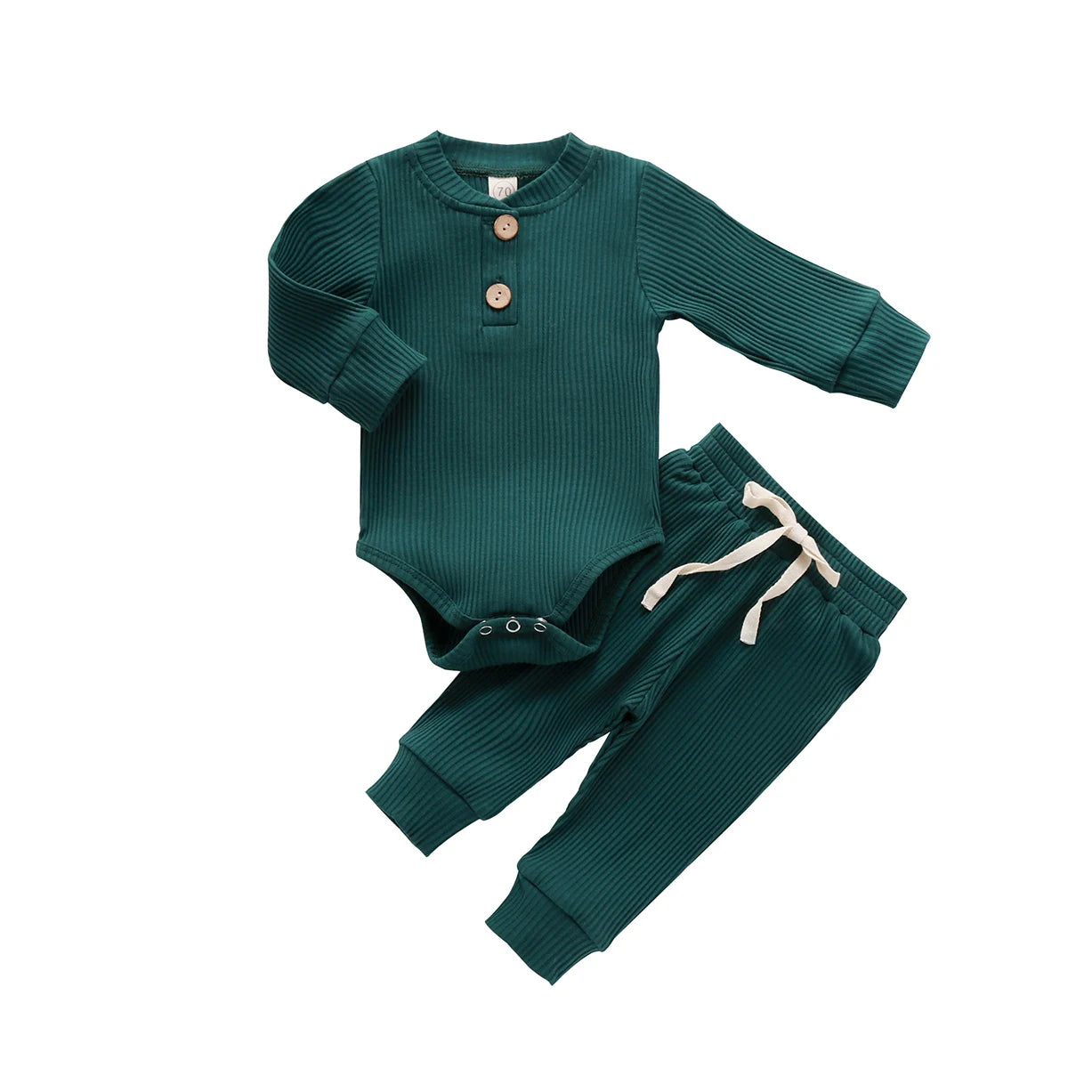Infant Newborn Baby Girl Boy Ribbed/Plaid Solid Clothes Sets Long Sleeve Bodysuits + Elastic Pants