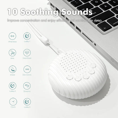 White Noise Sound MachineBaby Sleep Machine 10 Soothing Sounds Volume Adjustable Built-in Rechargeable Battery USB