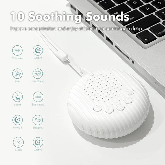White Noise Sound MachineBaby Sleep Machine 10 Soothing Sounds Volume Adjustable Built-in Rechargeable Battery USB