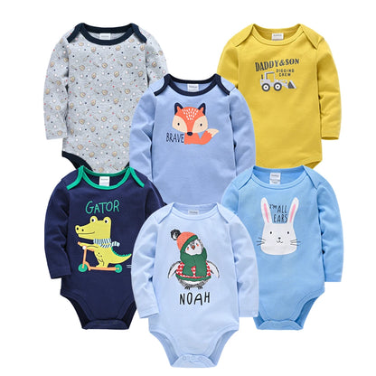 6 PCS 3 PCS Kavkas Baby Boys Girls Bodysuit Long Sleeve 100% Cotton Baby Clothes 0-12 months