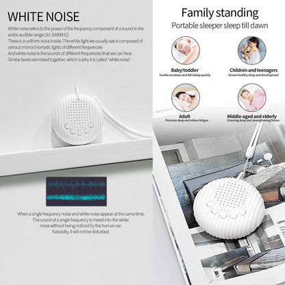 White Noise Sound MachineBaby Sleep Machine 10 Soothing Sounds Volume Adjustable Built-in Rechargeable Battery USB