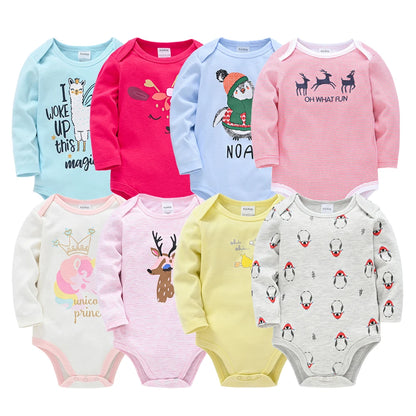 6 PCS 3 PCS Kavkas Baby Boys Girls Bodysuit Long Sleeve 100% Cotton Baby Clothes 0-12 months