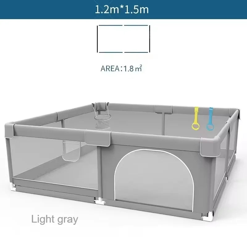 IMBABY Baby Playpens Light Gray Corral for Baby Playground with Pull Ring Child Safety Barrier