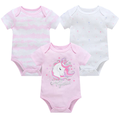 3/6 pcs a lot Baby Girls Clothes Cotton Short Sleeve Girl Bodysuit 0-12 Months Newborn