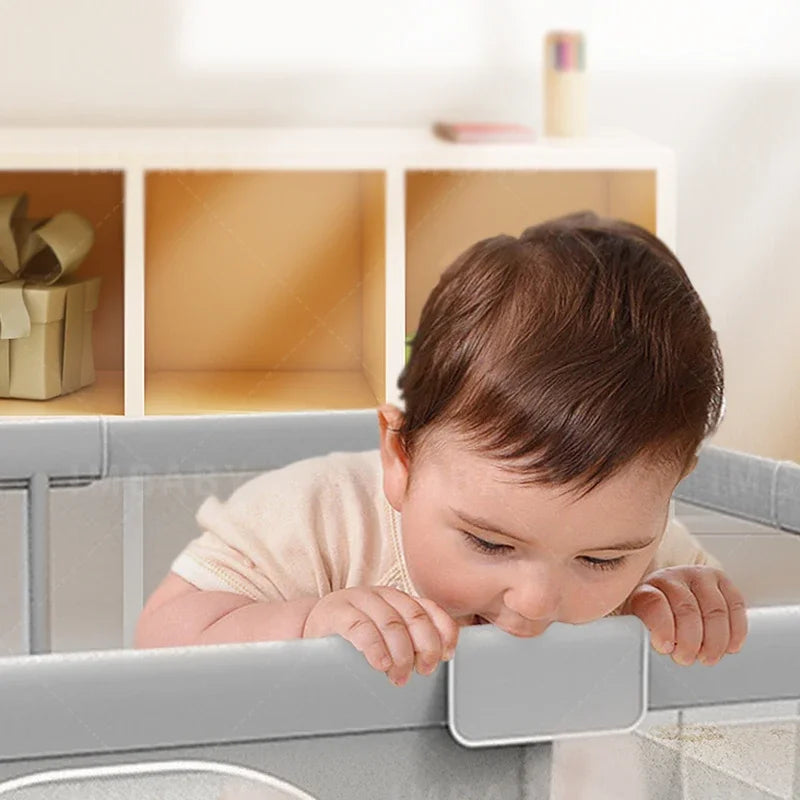 IMBABY Baby Playpens Light Gray Corral for Baby Playground with Pull Ring Child Safety Barrier