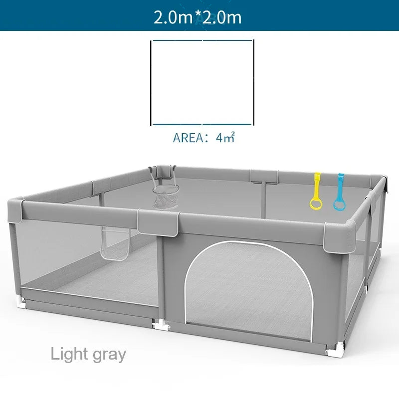 IMBABY Baby Playpens Light Gray Corral for Baby Playground with Pull Ring Child Safety Barrier