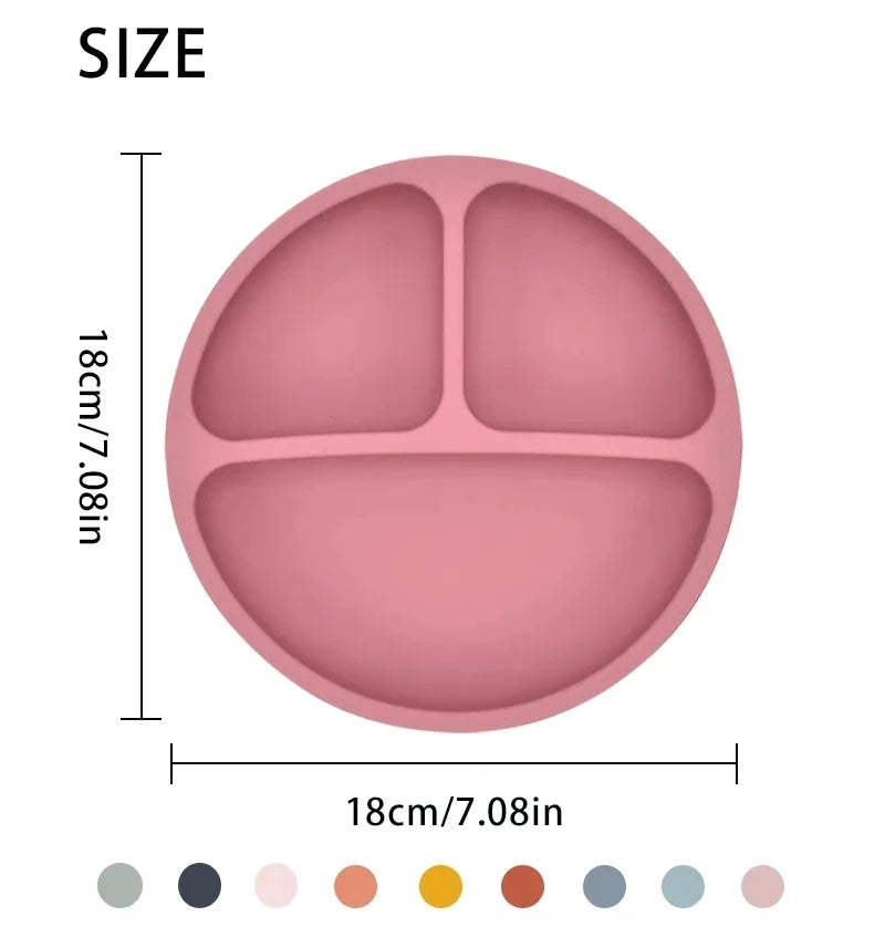 Silicone Baby Dining Plate Rice Spoon Set Cute Cartoon Children Dishes Retro Kid Bowl