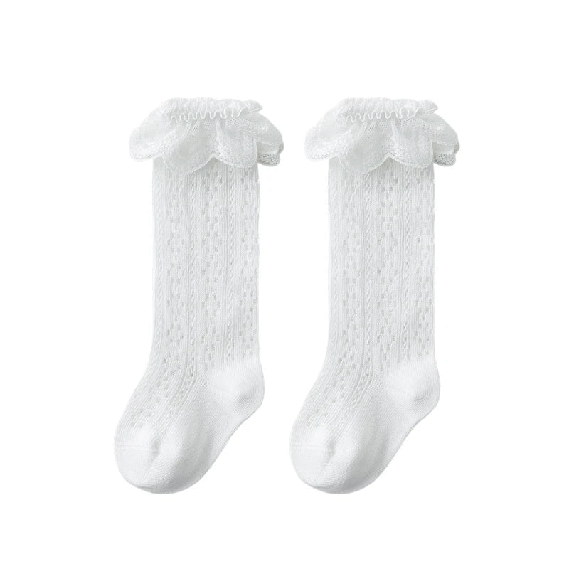 Summer Baby Girls Socks Toddler Bow Long Sock Kids Knee High Soft Cotton  Lace Socks 0-3Y