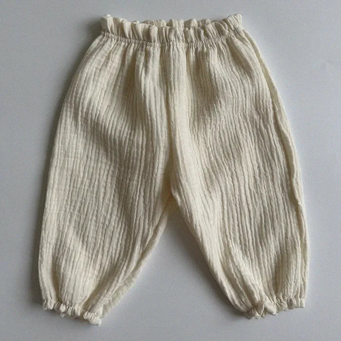 Organic Cotton Baby Pants Newborn Toddlers Print Soft Muslin Clothes Pants Capris
