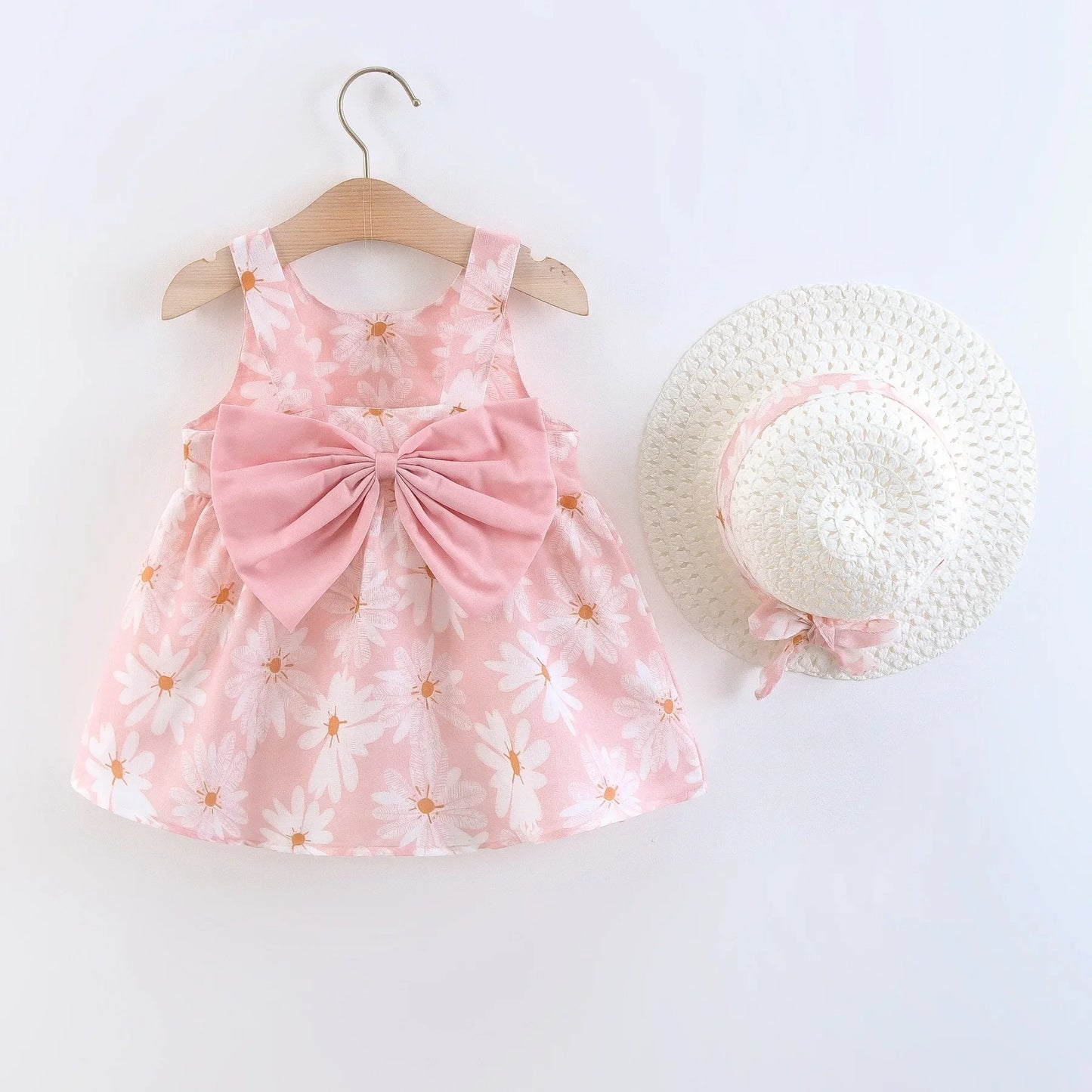 (Girls 0-3 Years Old) Girls Dress Floral Print Sweet Princess Dress with Bow