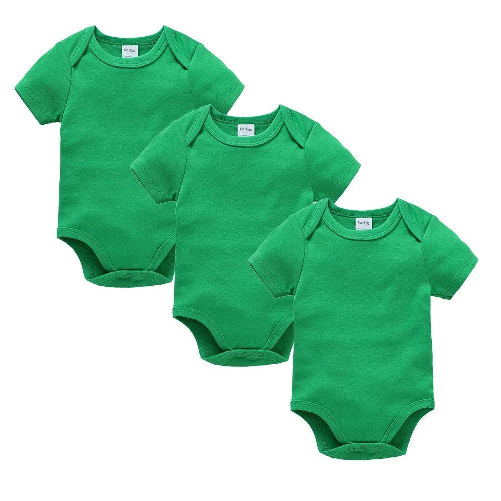 Kavkas 3PCS 5PCS Baby Boys Girls Clothes Solid White Short Sleeve Cotton Baby Bodysuits 0-24 months  Jumpsuit