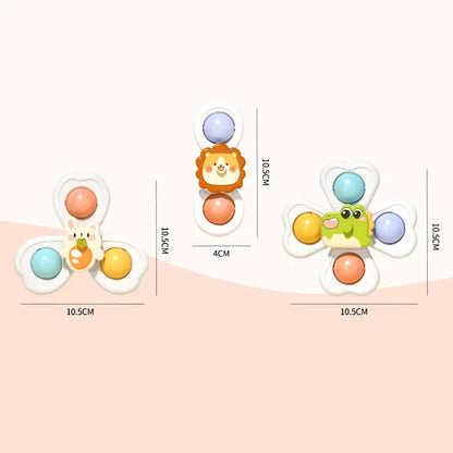 3 in 1 Suction Cups Spinning Top Toy For Baby Game Infant Teether   Rattle Bath Toys