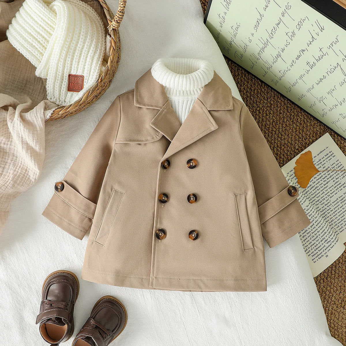 Boys Trench Coat Autumn/Winter Jacket  Double breasted  Cardigan Clothes For 1-3Y