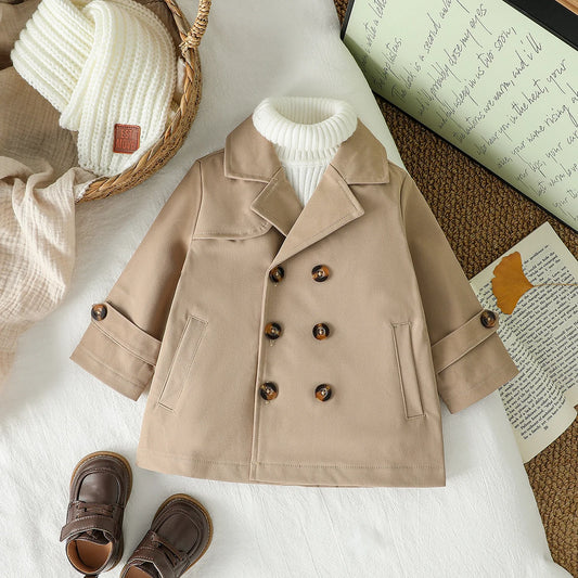 Boys Trench Coat Autumn/Winter Jacket  Double breasted  Cardigan Clothes For 1-3Y