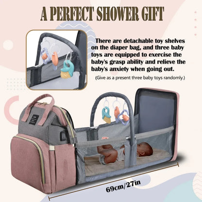 Mommy Bag Lightweight Portable Folding Crib Bed Large-capacity Bags Baby Backpack Mommy   Bag