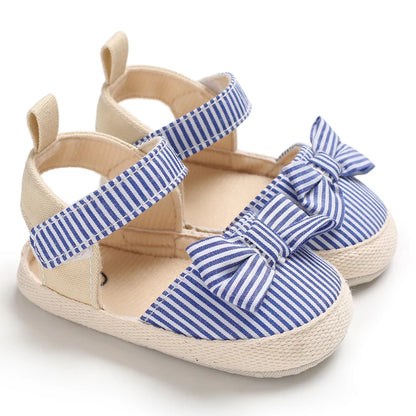 Summer Girl Baby Casual Sandals Soft Sole Comfortable Lightweight Walking Shoes Bow Canvas Baby Shoes