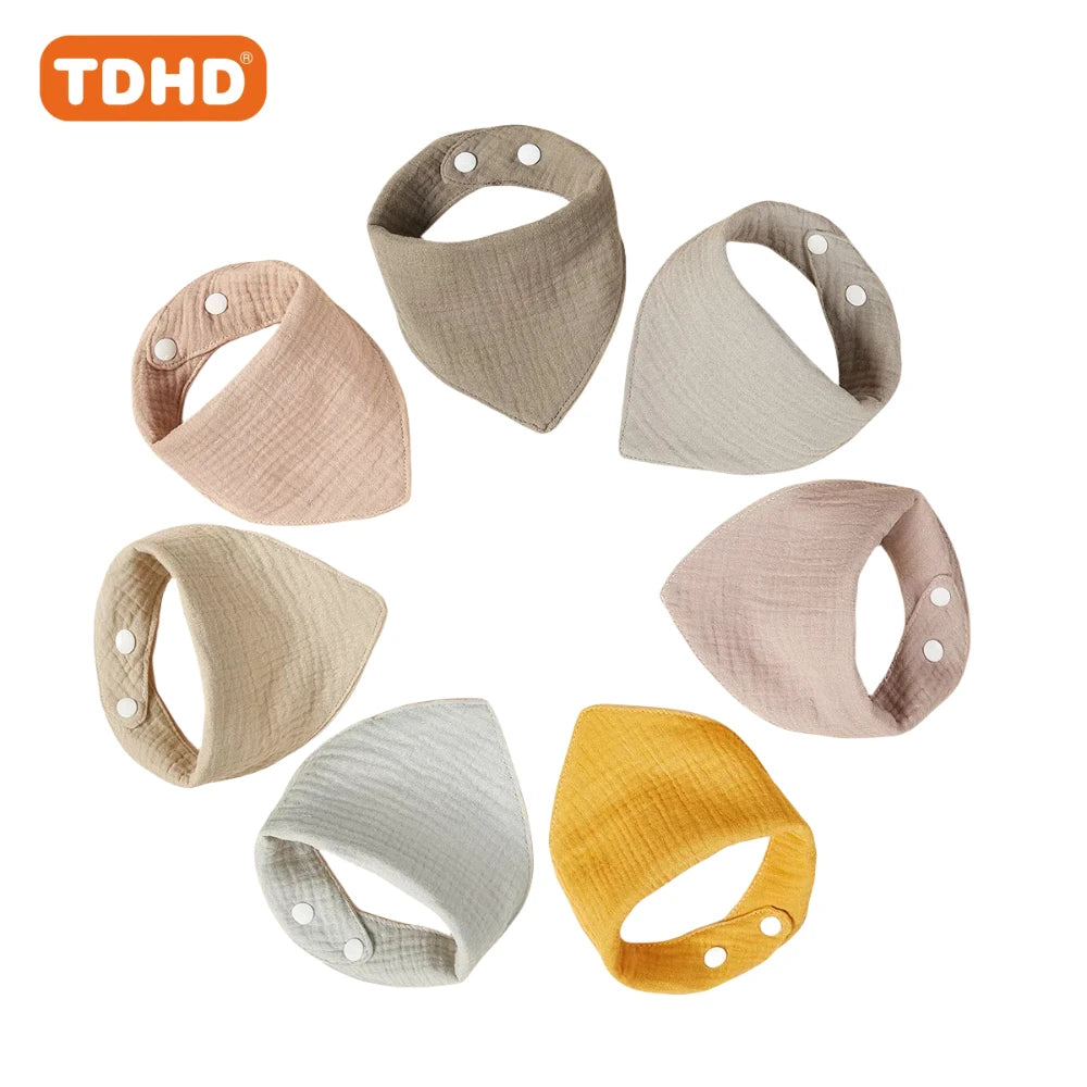 7pcs Baby Bibs Soft, Absorbent Drool & Eating Bibs with Button Closure, Mixed Colors, Ideal for Infants & Toddler