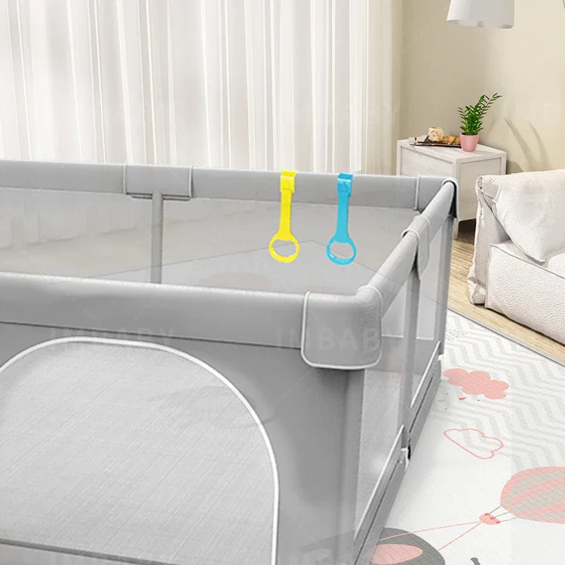 IMBABY Baby Playpens Light Gray Corral for Baby Playground with Pull Ring Child Safety Barrier